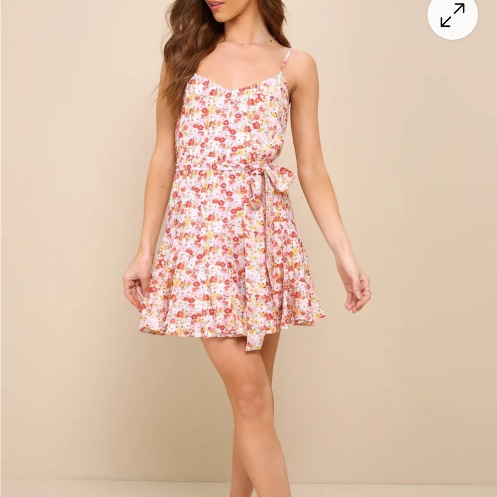 Lulu's Floral Mini Dress - Pink and White